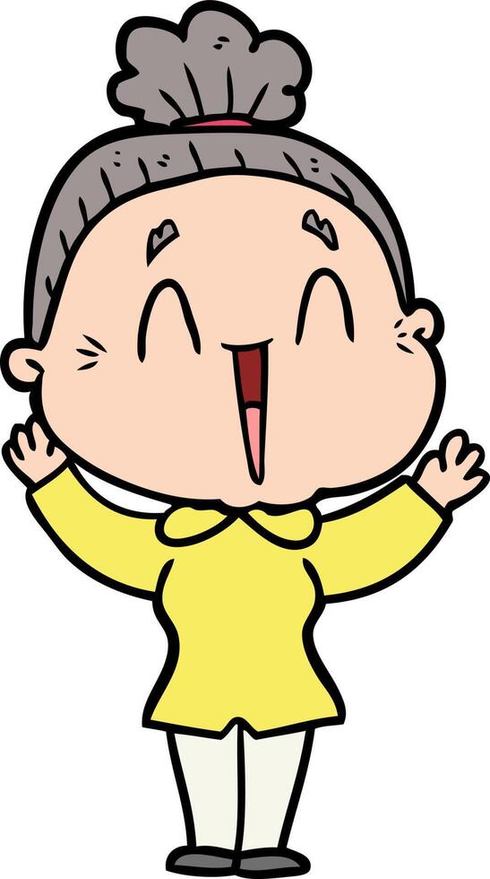 cartoon happy old lady vector