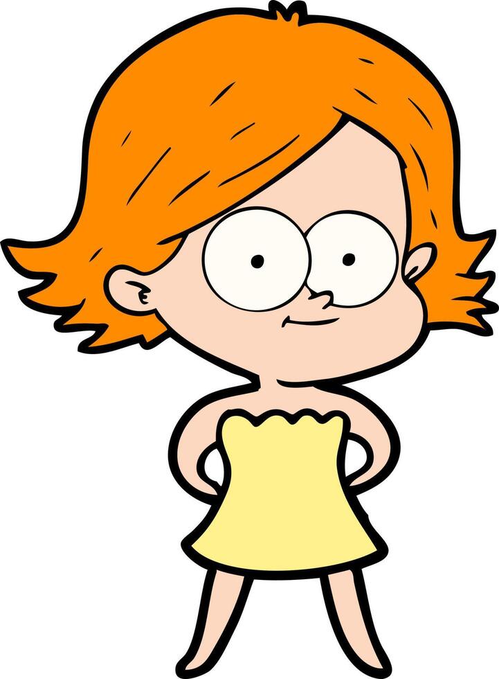 happy cartoon girl vector