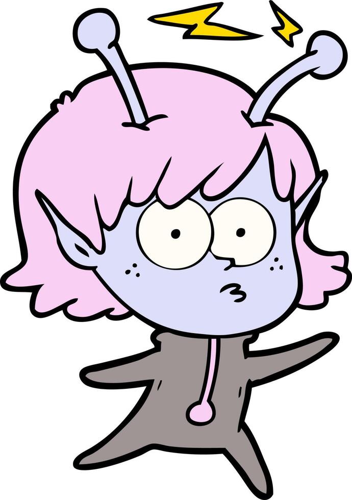 cartoon alien girl vector