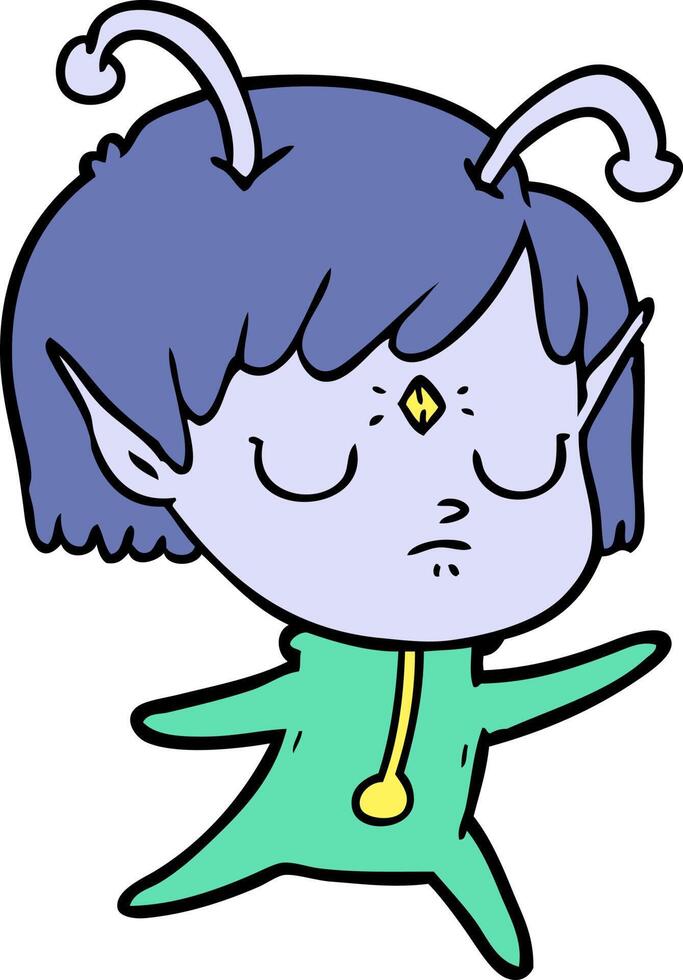 cartoon alien girl vector