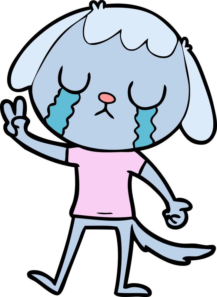 cute cartoon dog crying vector