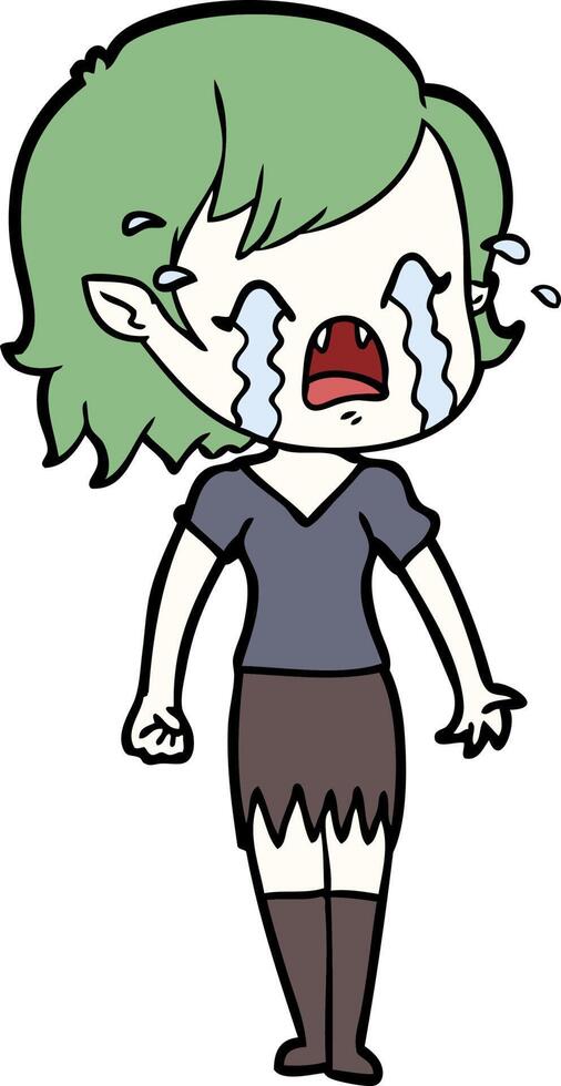 cartoon crying vampire girl vector