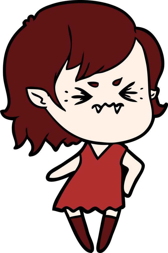 annoyed cartoon vampire girl vector