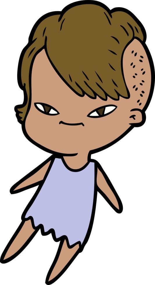 cute cartoon girl with hipster haircut vector