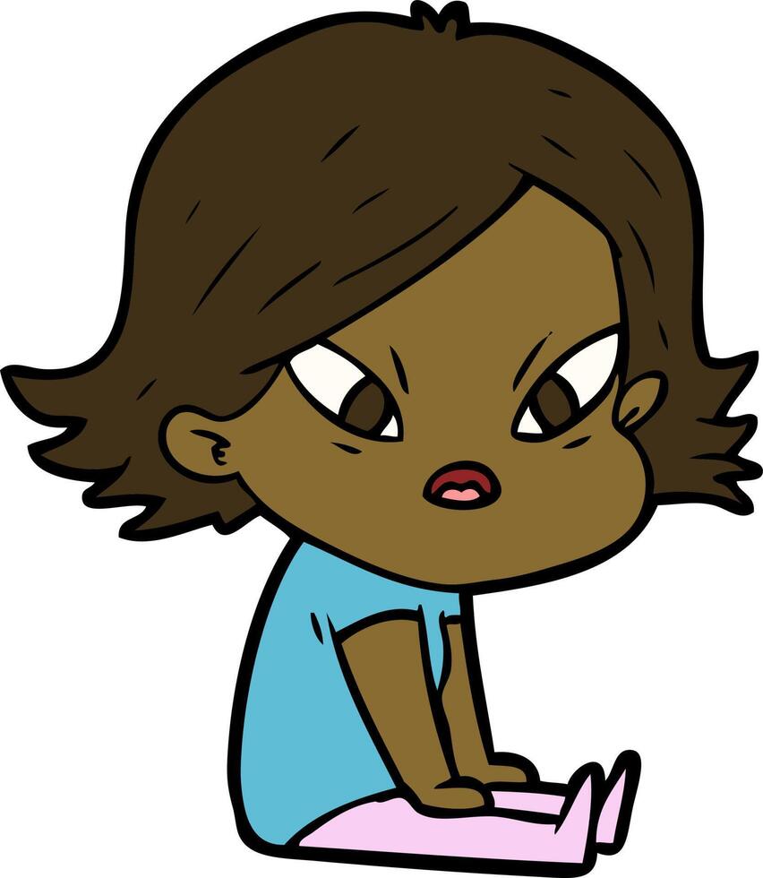 cartoon stressed woman vector