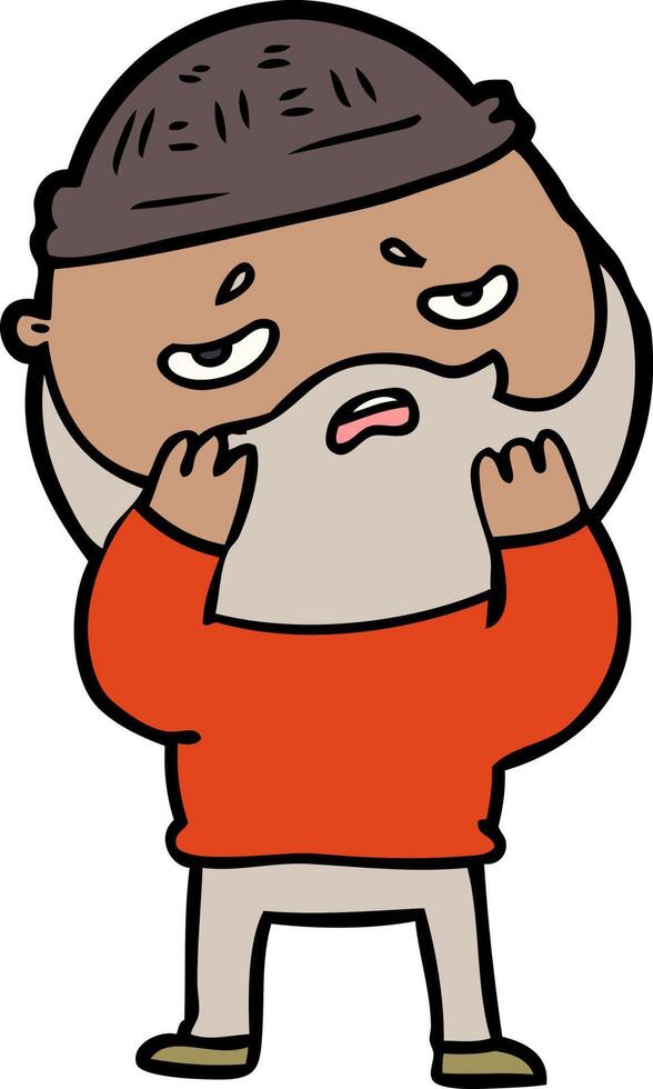 cartoon worried man with beard vector