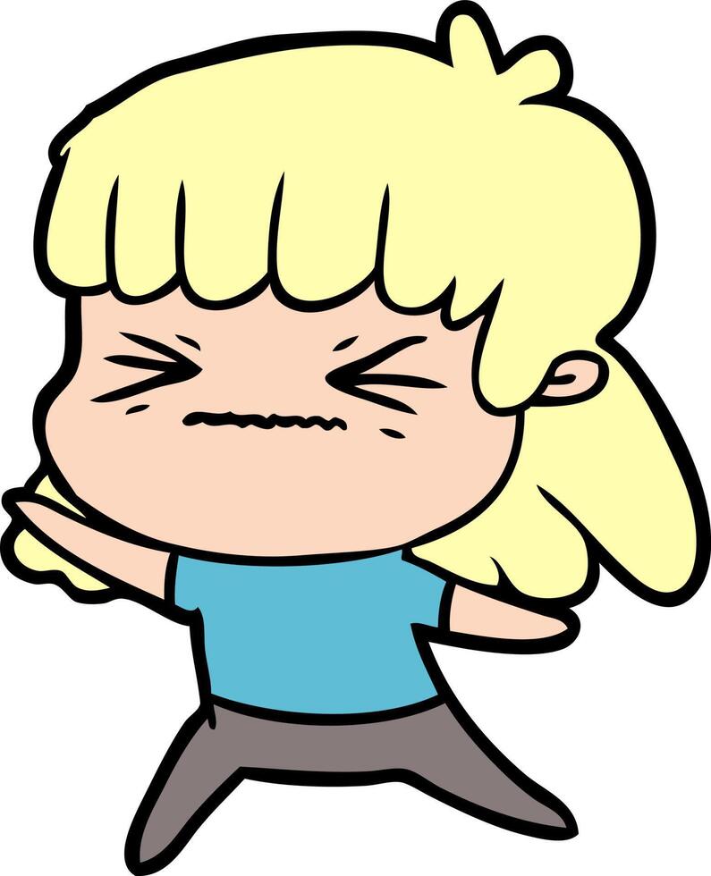cartoon angry girl vector