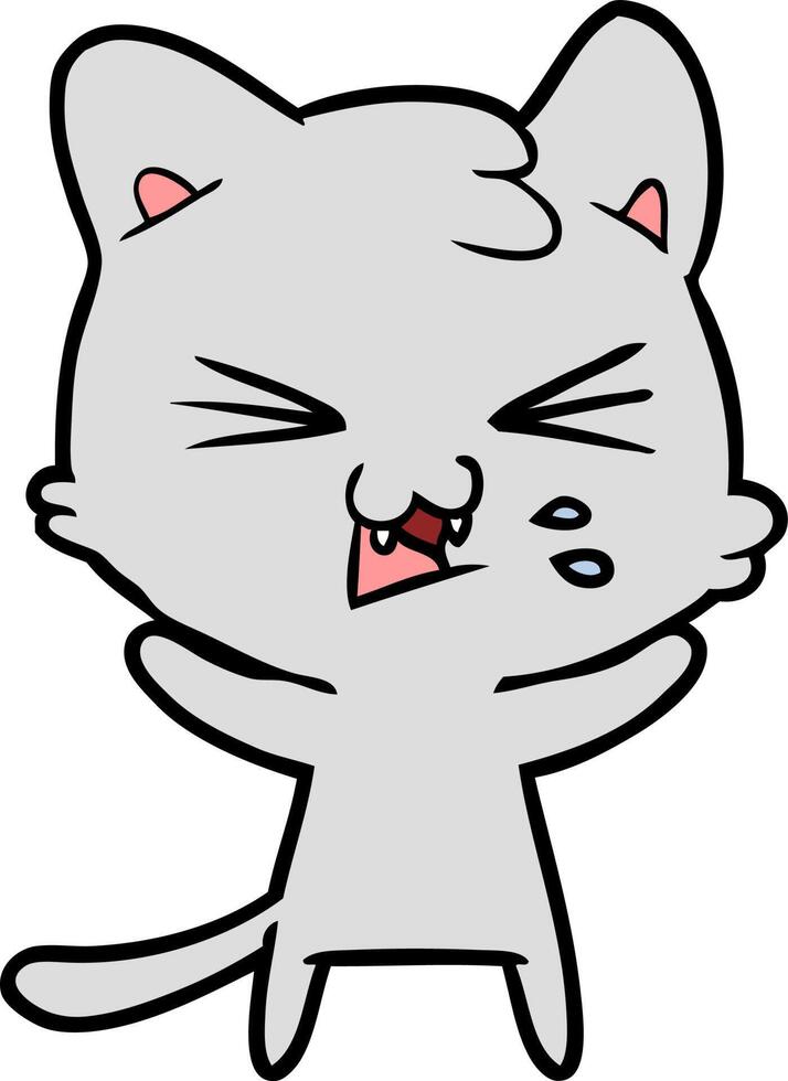 cartoon cat hissing vector