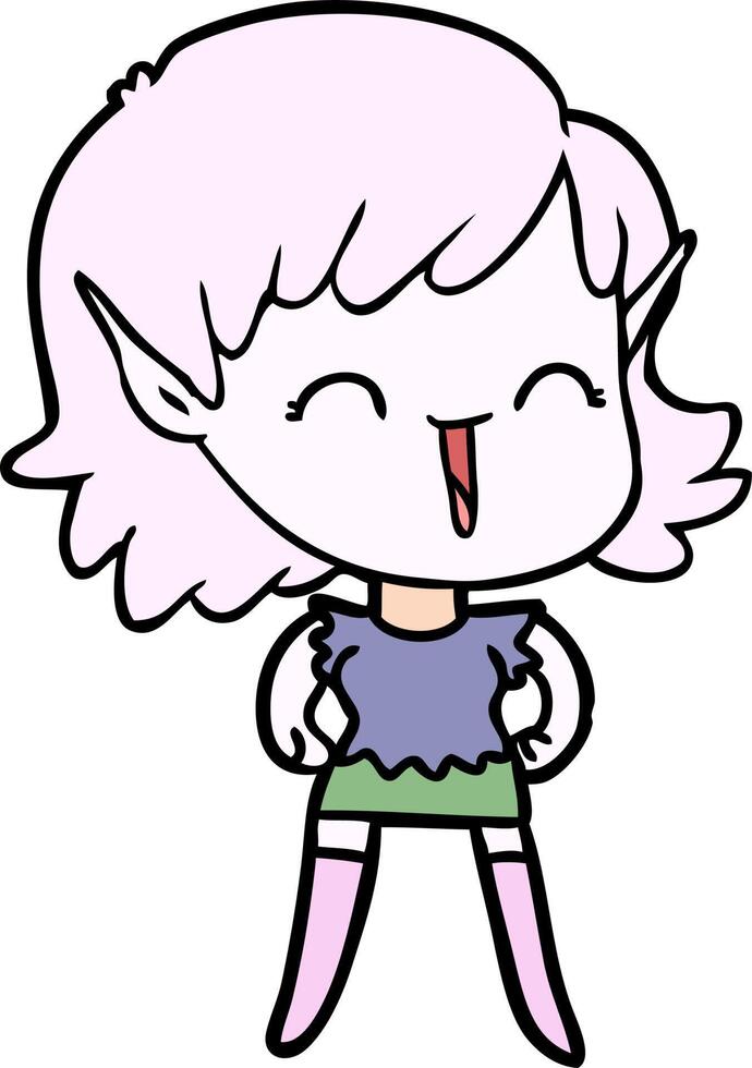cartoon elf girl vector