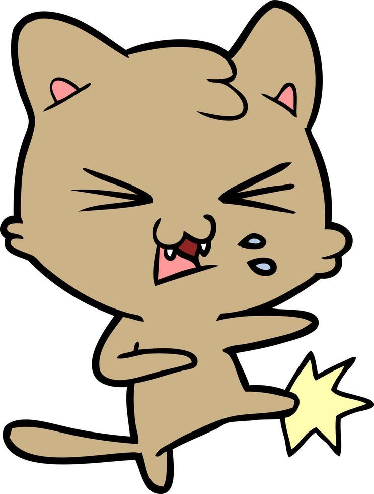 cartoon cat hissing vector