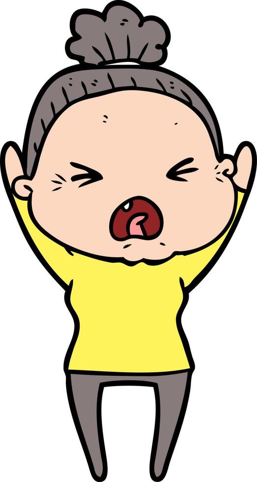 cartoon angry old woman vector