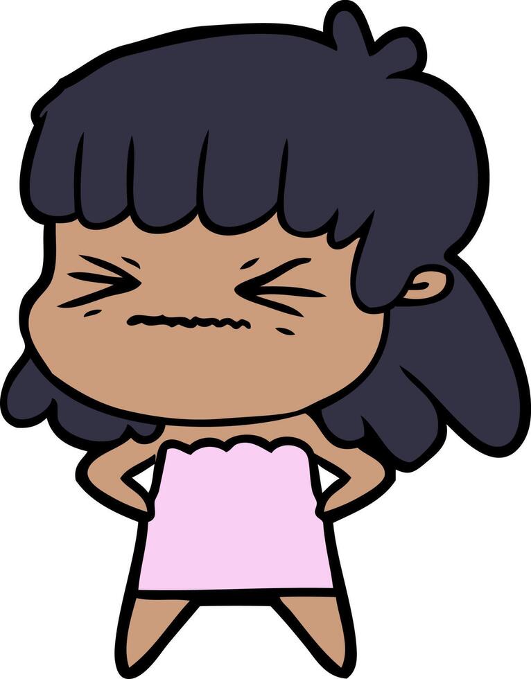 cartoon angry girl vector