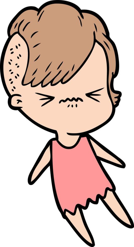cartoon annoyed hipster girl vector