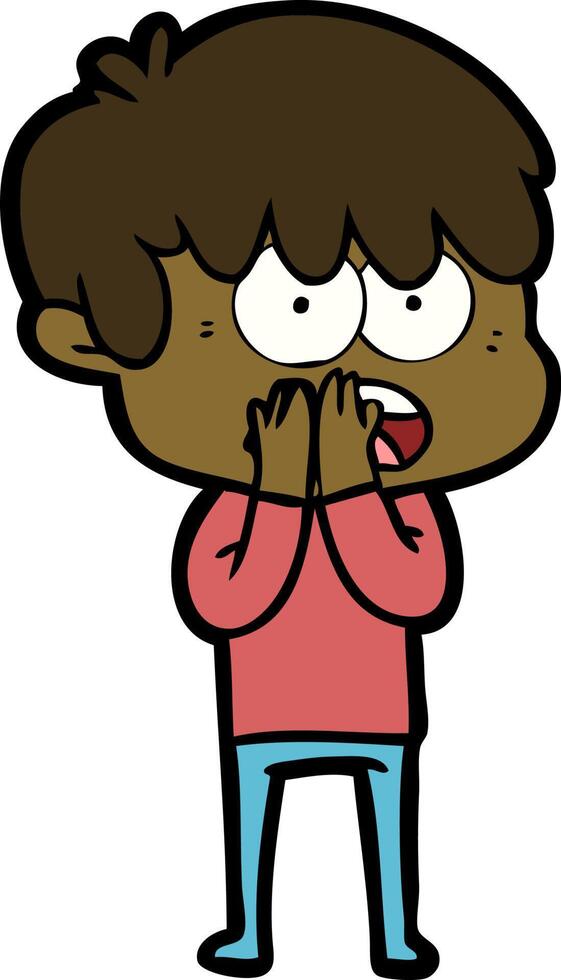 worried cartoon boy vector