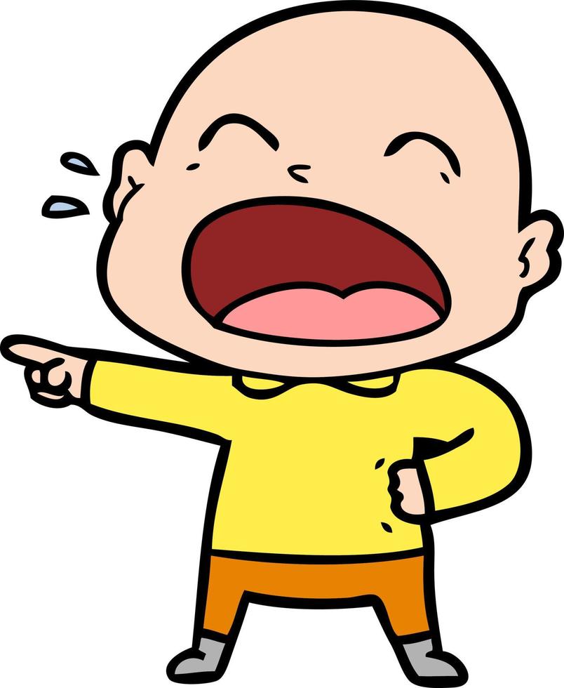 cartoon shouting bald man vector