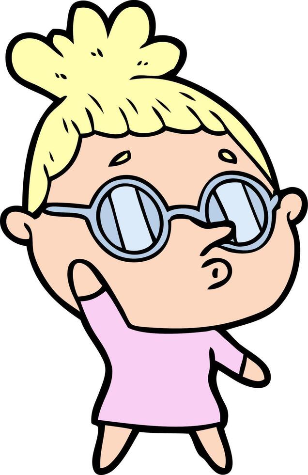 cartoon woman wearing glasses vector