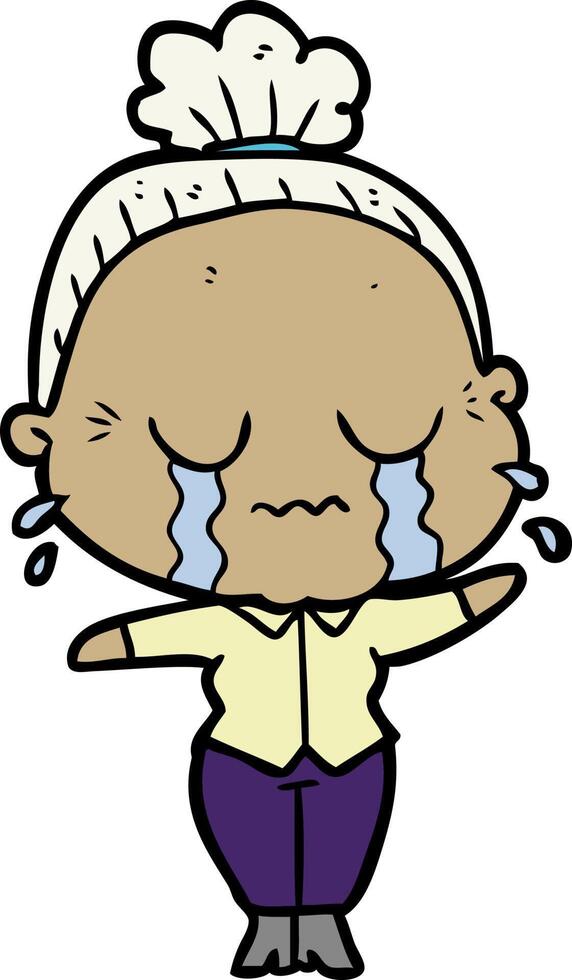 cartoon crying old lady vector