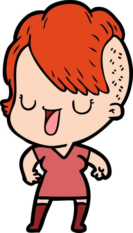 cute cartoon girl with hipster haircut vector