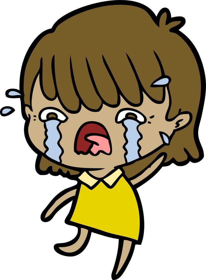 cartoon girl crying vector