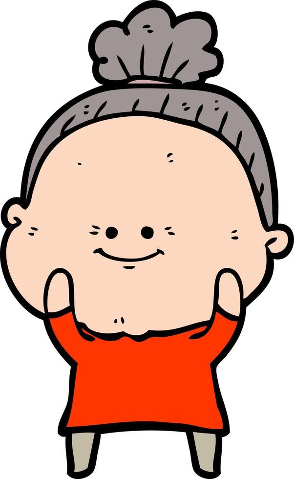 cartoon happy old woman vector