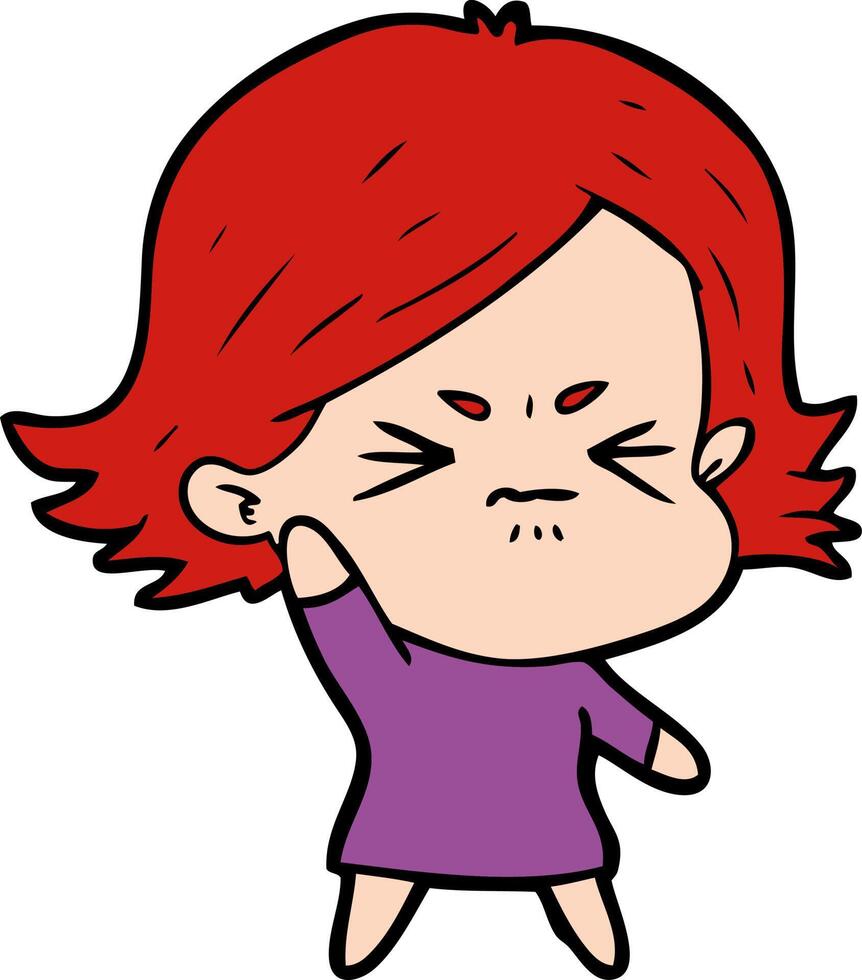 cartoon angry girl vector