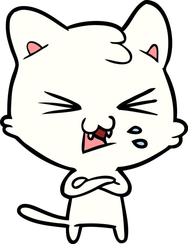 cartoon cat hissing vector