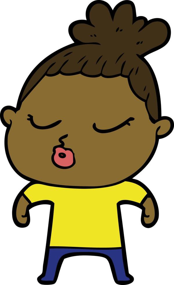 cartoon calm woman vector