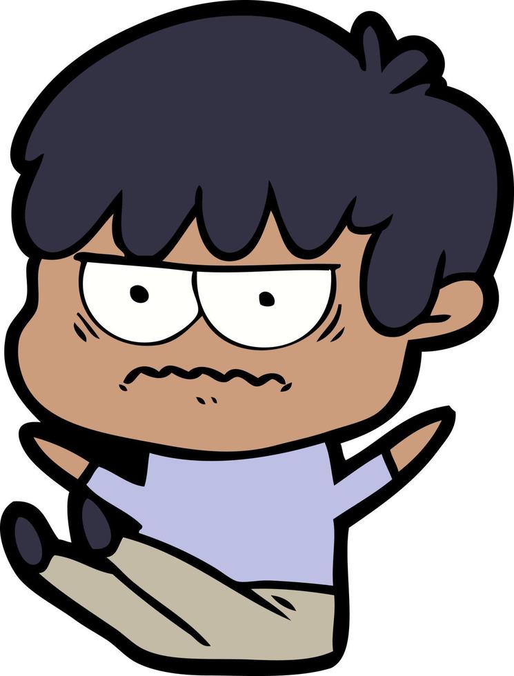 annoyed cartoon boy vector