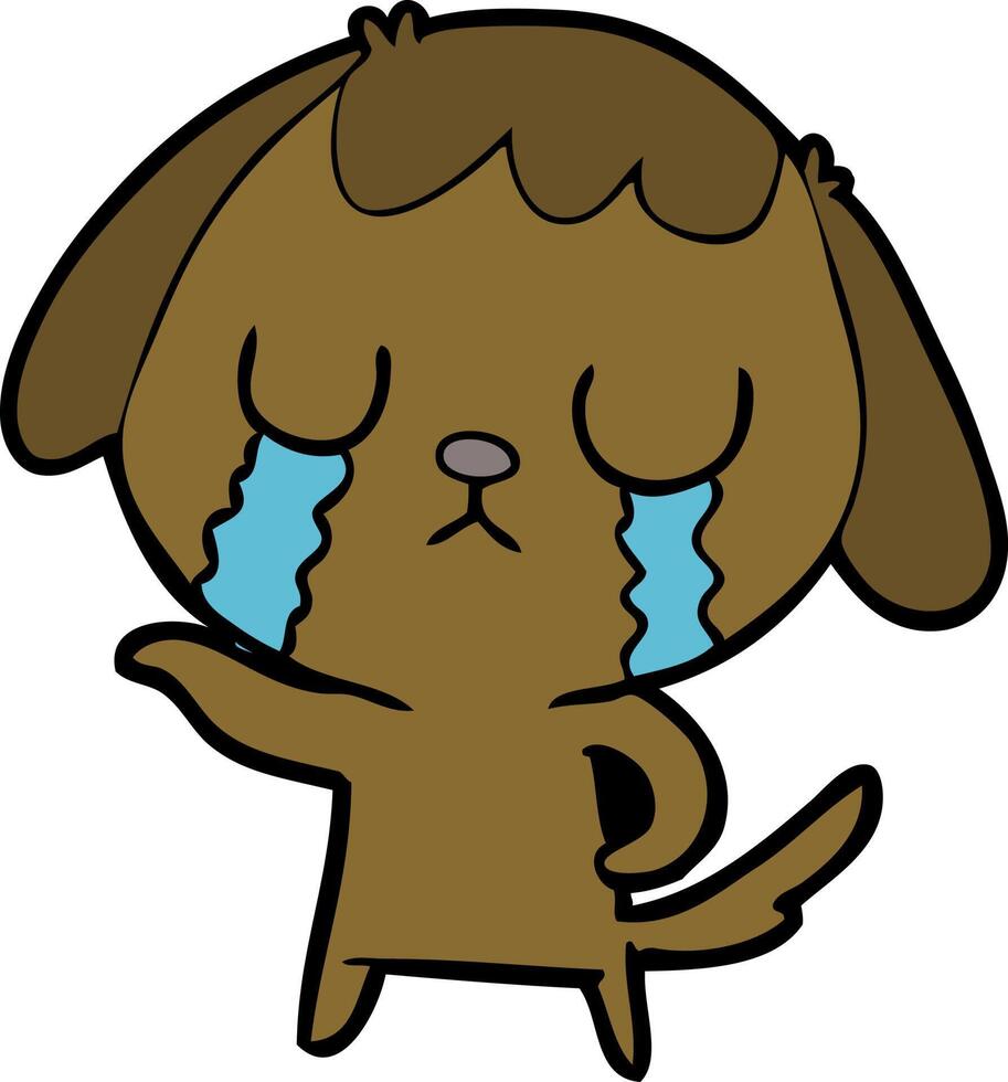 lindo perro de dibujos animados llorando vector