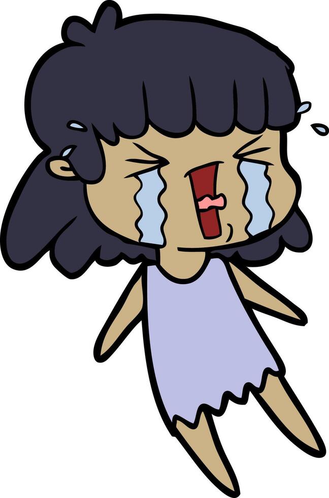 cartoon woman in tears vector