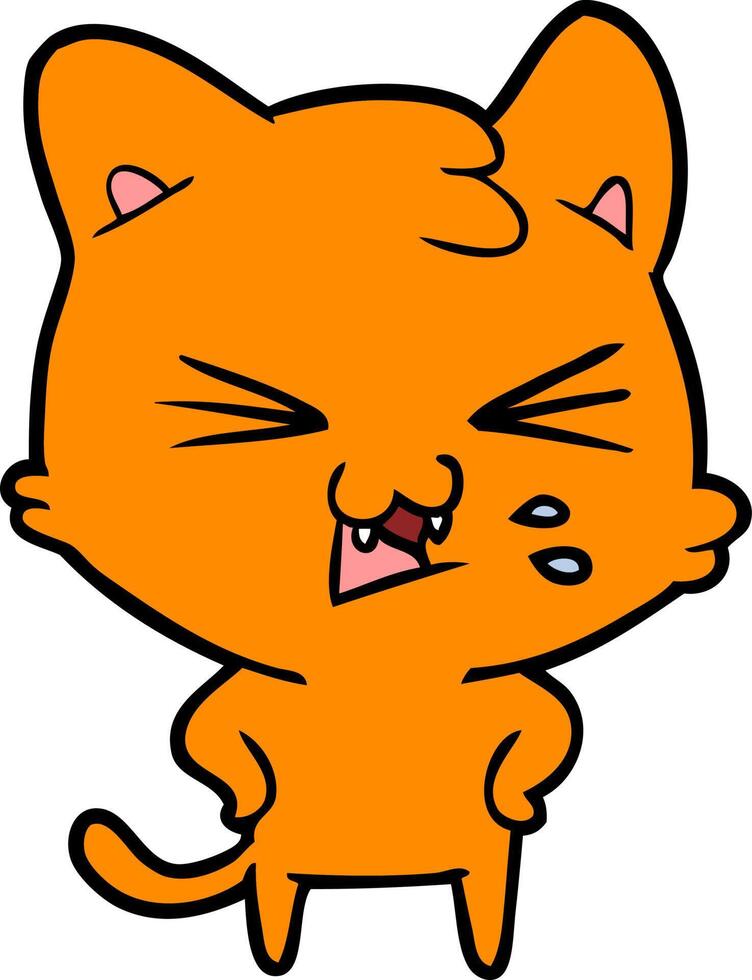 cartoon cat hissing vector