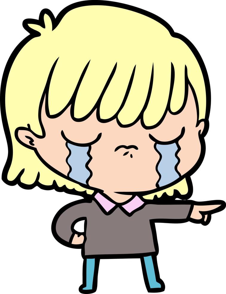 cartoon woman crying vector