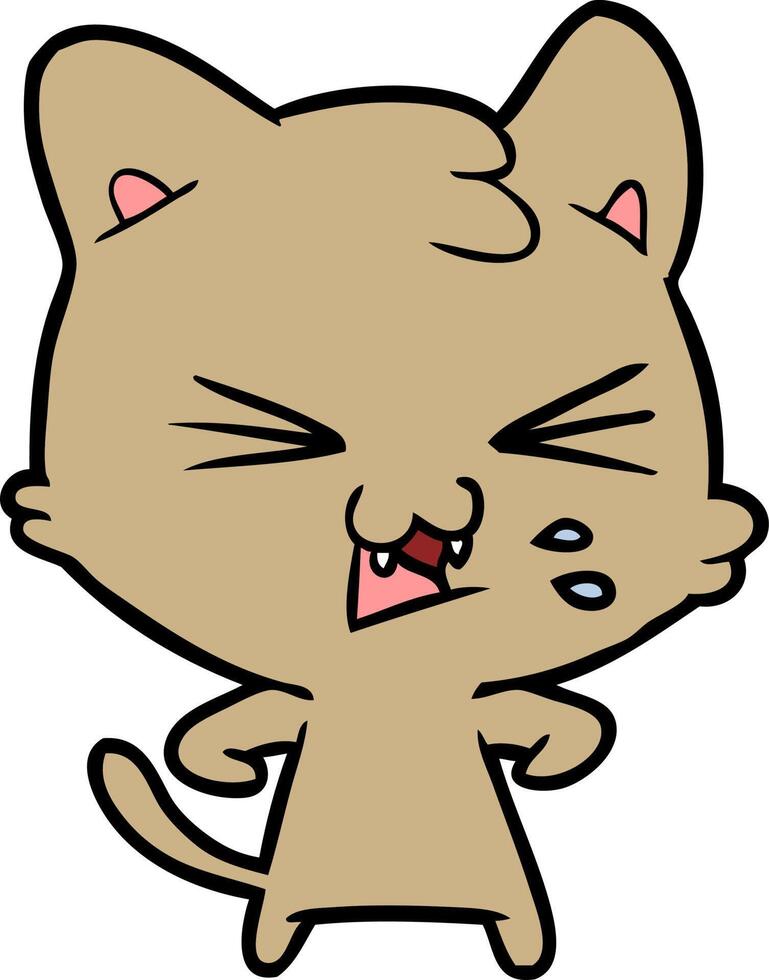 cartoon cat hissing vector