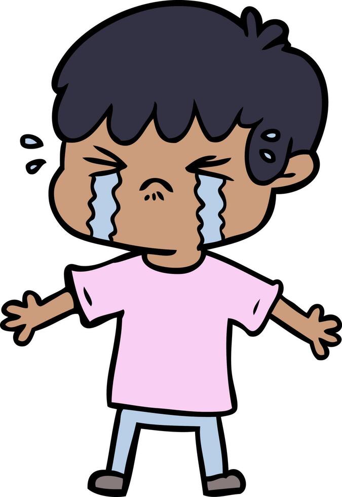 cartoon boy crying vector