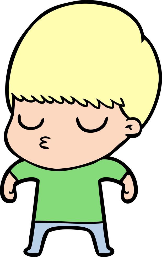 cartoon calm boy vector