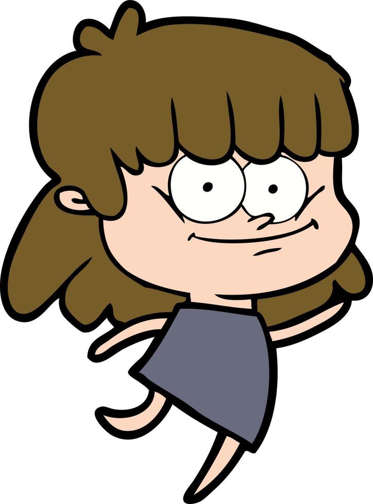 cartoon girl smiling vector