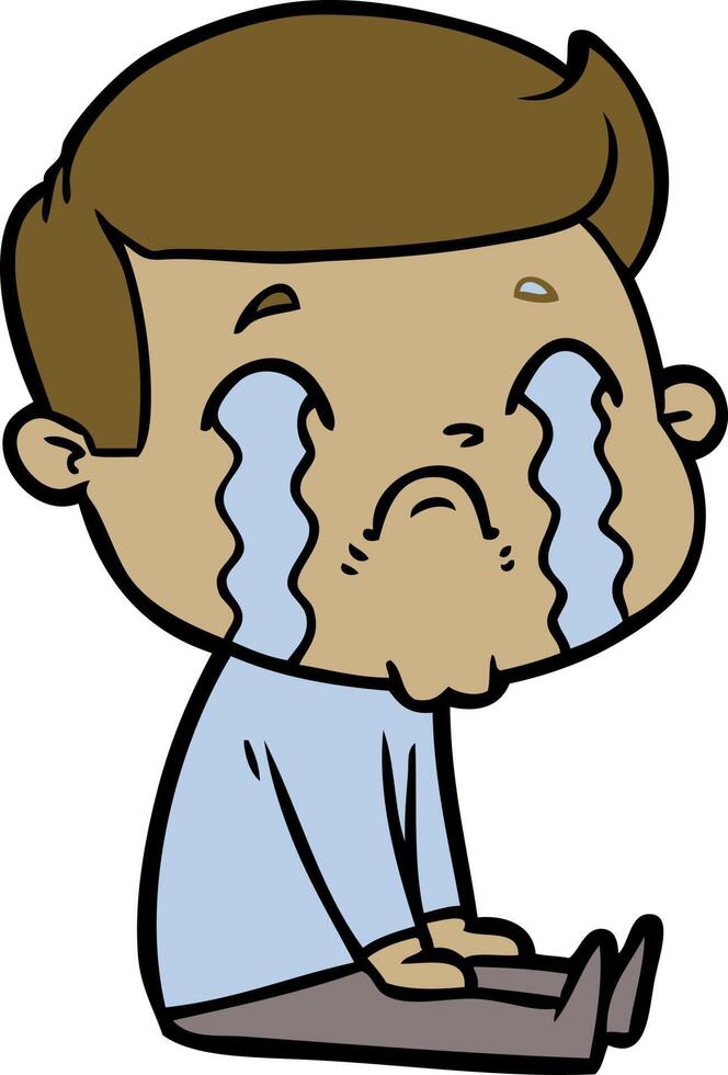 cartoon man crying vector