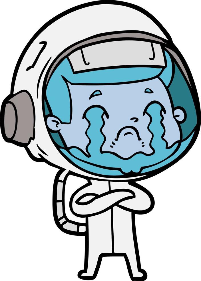 astronauta llorando de dibujos animados vector