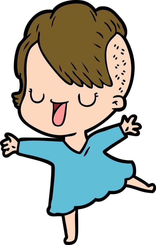 cute cartoon girl with hipster haircut vector