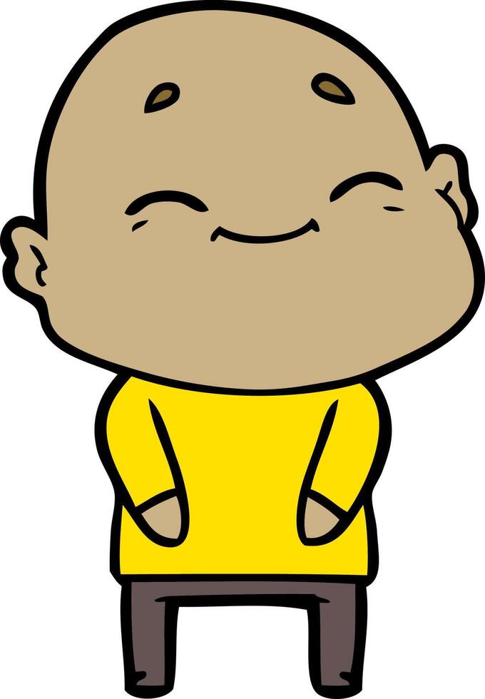 happy cartoon bald man vector