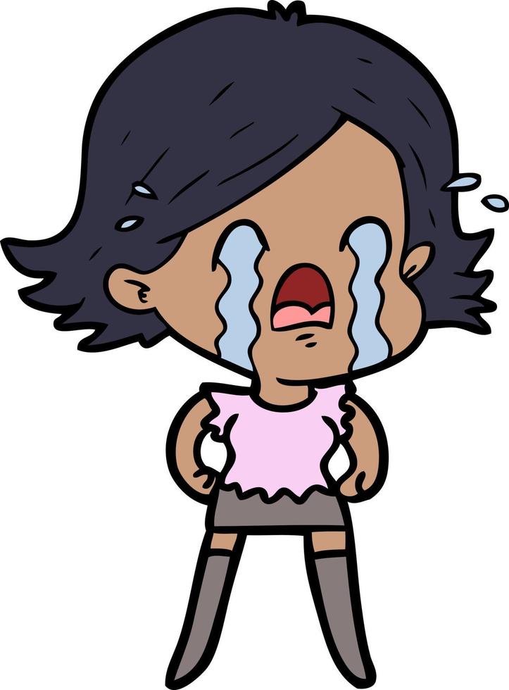 cartoon woman crying vector