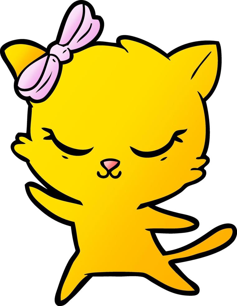 cute cartoon cat with bow vector