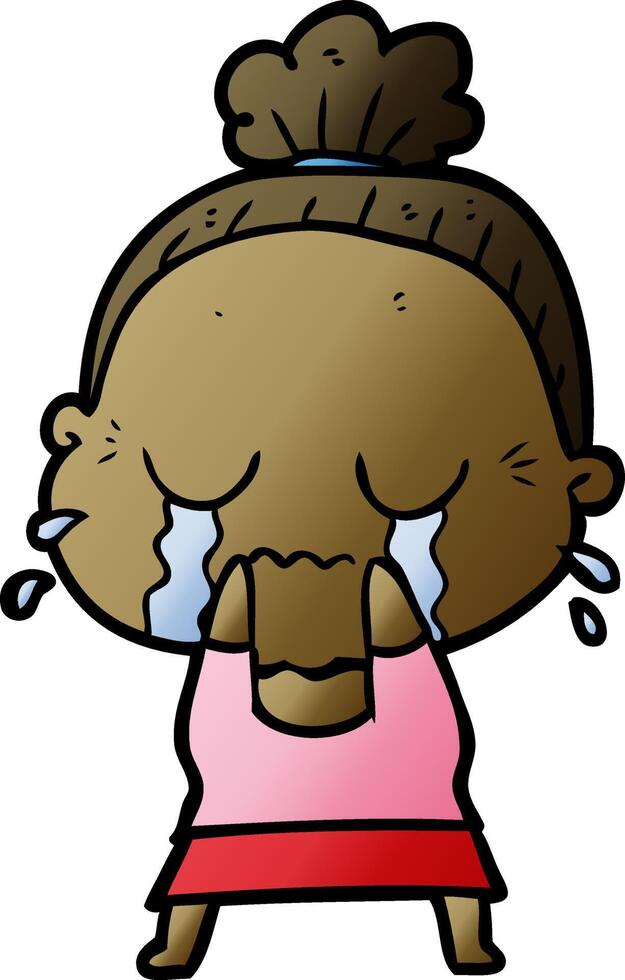 cartoon crying old lady vector