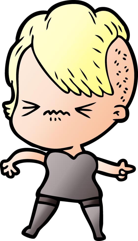 cartoon annoyed hipster girl vector