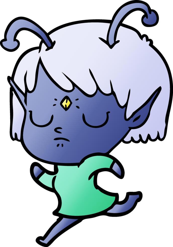 cartoon alien girl vector