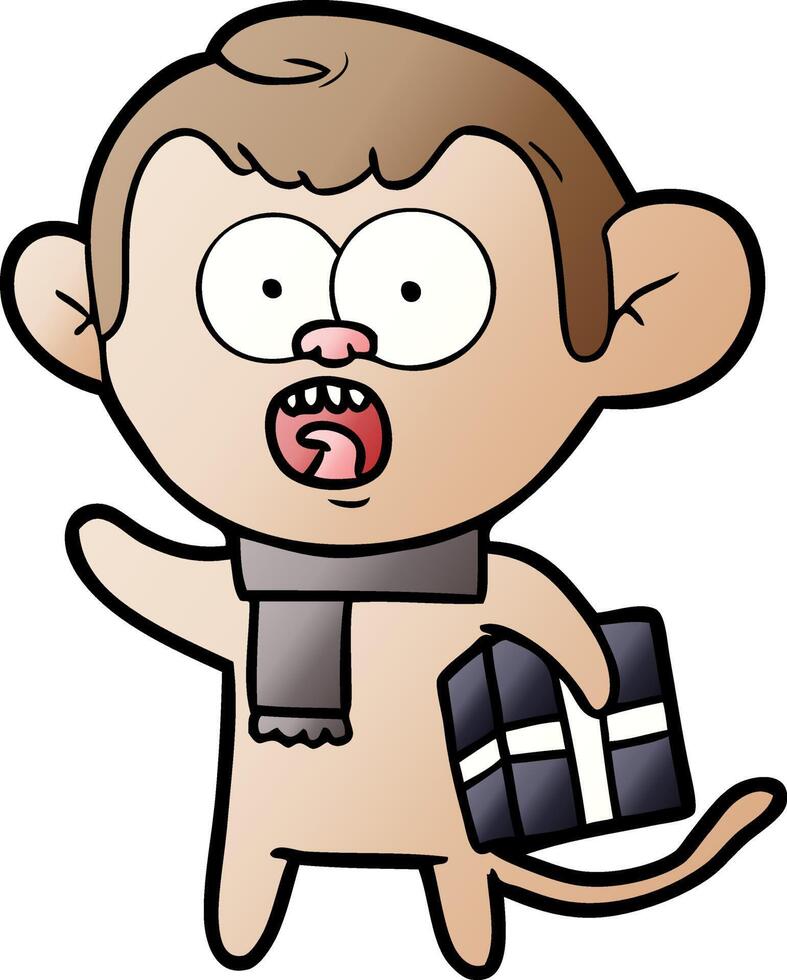 cartoon shocked monkey vector