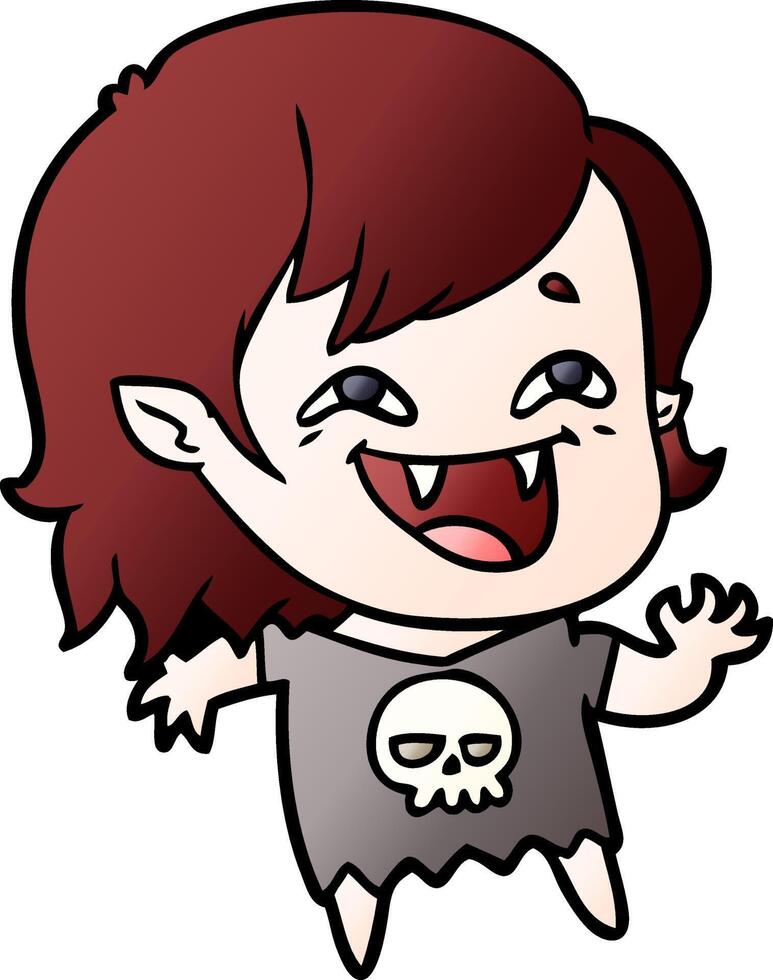 caricatura, reír, vampiro, niña vector