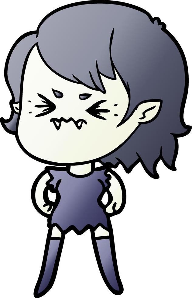 annoyed cartoon vampire girl vector