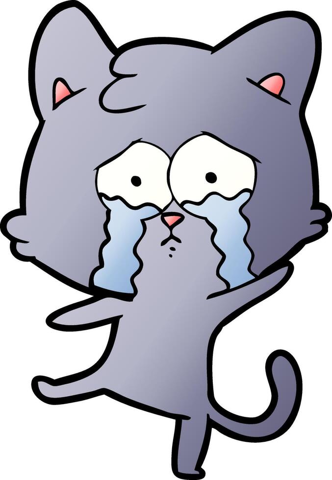 cartoon crying cat vector