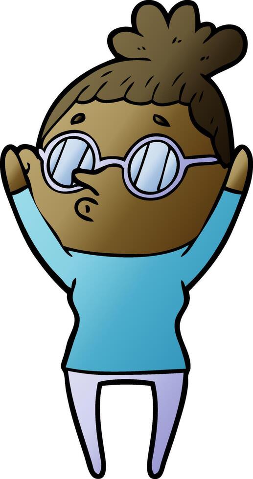 cartoon woman wearing glasses vector